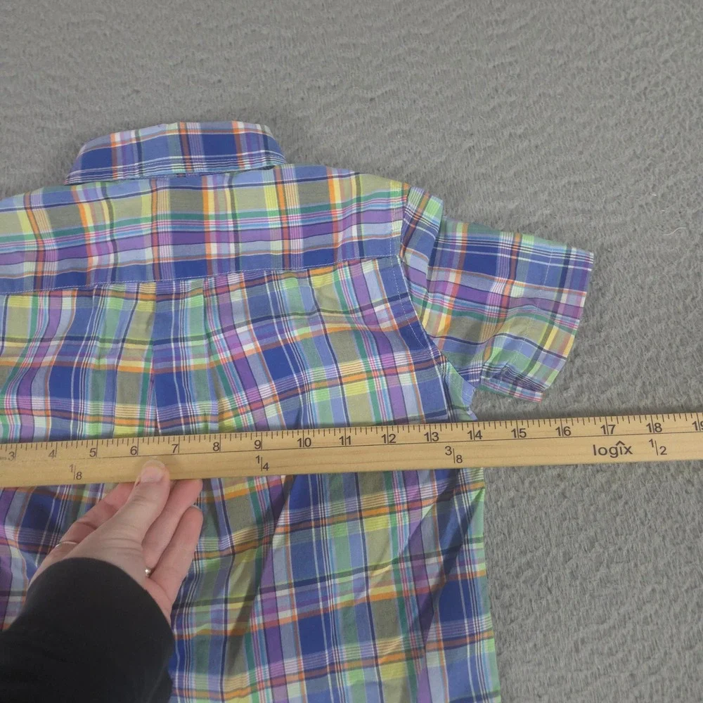 Ralph Lauren Shirt Boys 5 Multi Plaid Madras Short Sleeve Button Down Pony Logo
